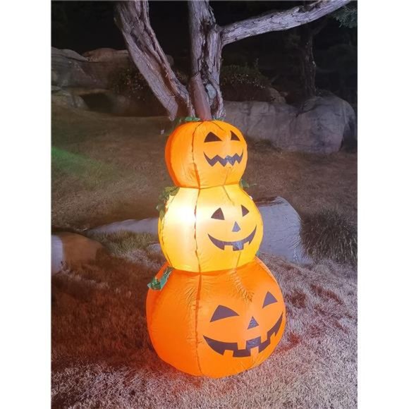 4FT Halloween Inflatable Pumpkins Decor Blow up Pumpkin Stacked Halloween Decor - Picture 2 of 6